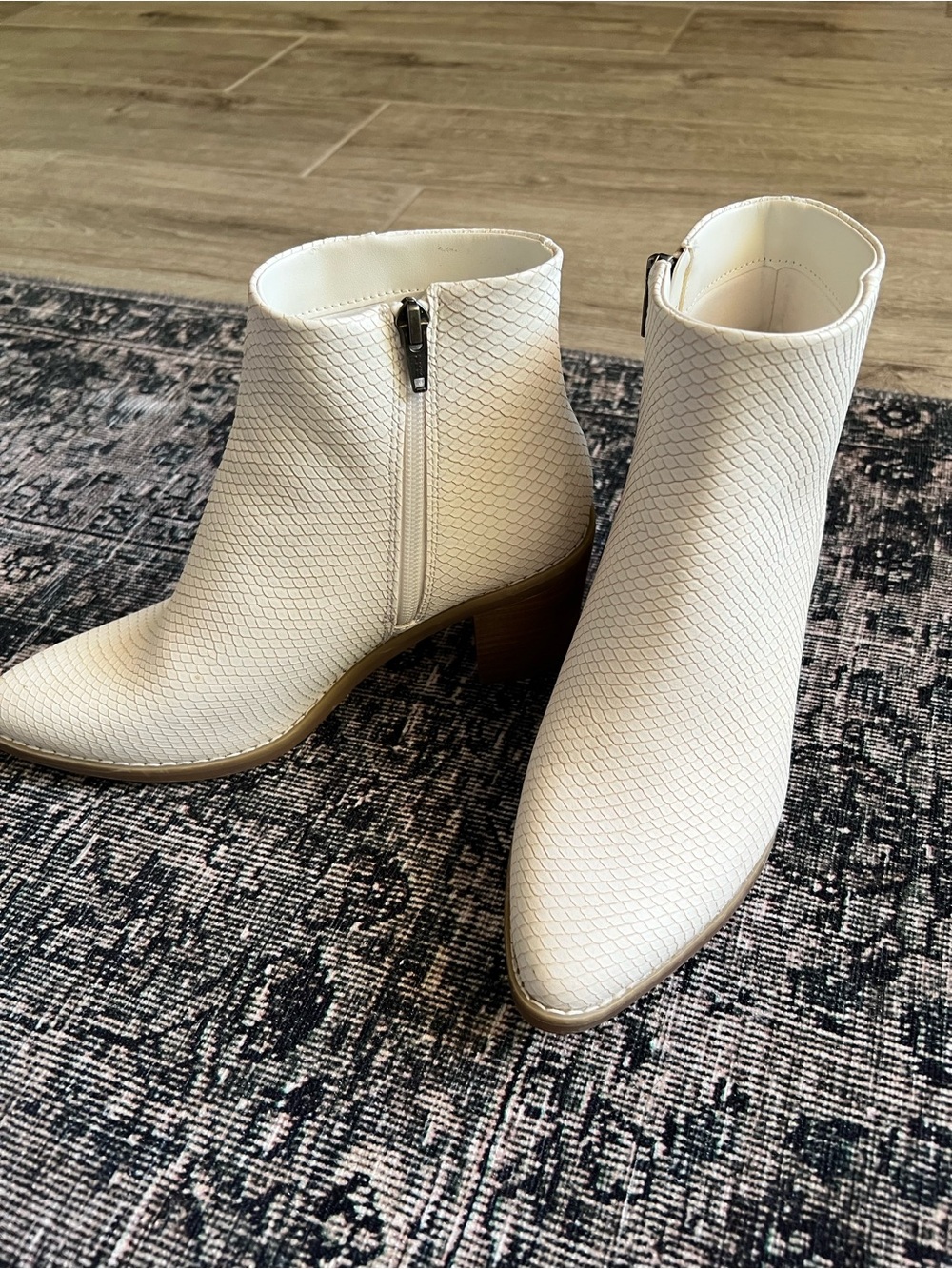 Cream faux Snakeskin Boots